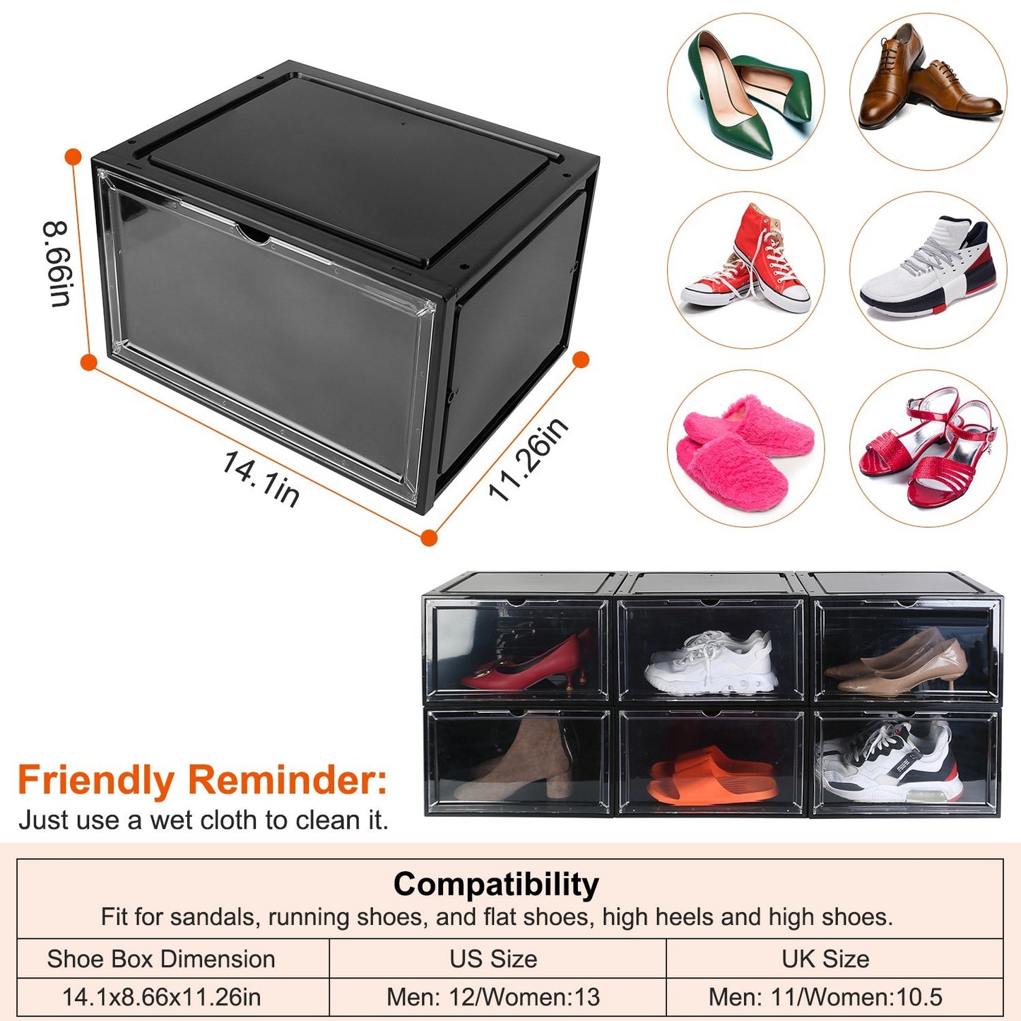 Stackable Shoe Storage - Organizer with Magnetic Door