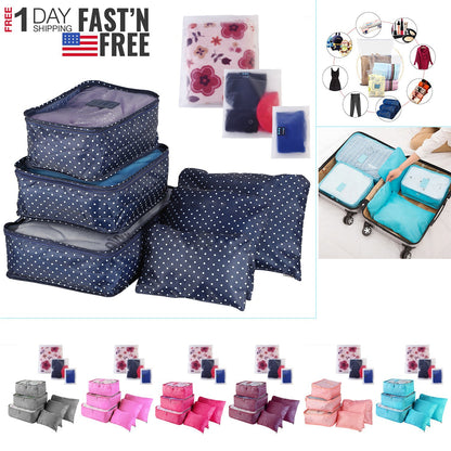 9Pc Clothes Storage Bags - Travel Luggage Organizer - Packing Cubes