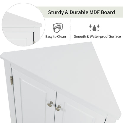 White Triangle Bathroom Storage Cabinet with Adjustable Shelves