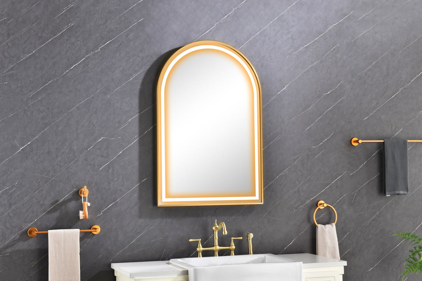 39in. W x 26in. H Oversized Rectangular Framed LED Mirror Anti-Fog Dimmable Wall Mount Bathroom Vanity Mirror Wall Mirror Kit For Gym And Dance Studio