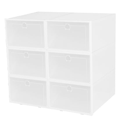 6Pc Collapsible Shoe Box Stackable Shoe Storage
