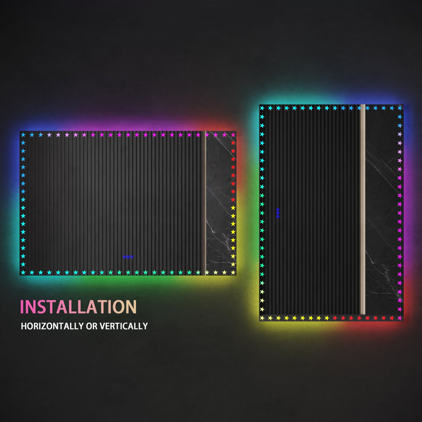 60X40 inch LED Bathroom Mirror with Lights Backlit RGB Color Changing Lighted Mirror