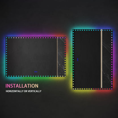 60X40 inch LED Bathroom Mirror with Lights Backlit RGB Color Changing Lighted Mirror