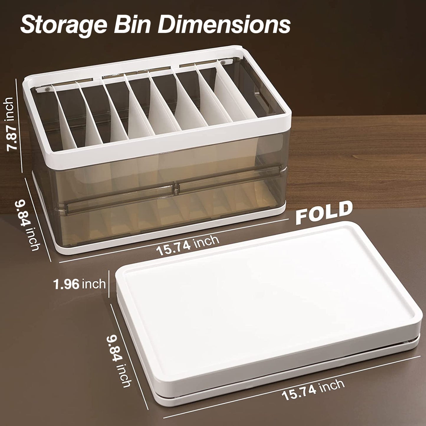 3 Pack Foldable Storage Bin with Lid - Stackable