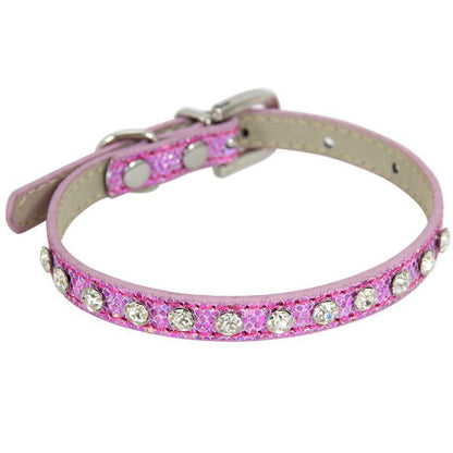 Rhinestone Cat Collar - Leather Strap