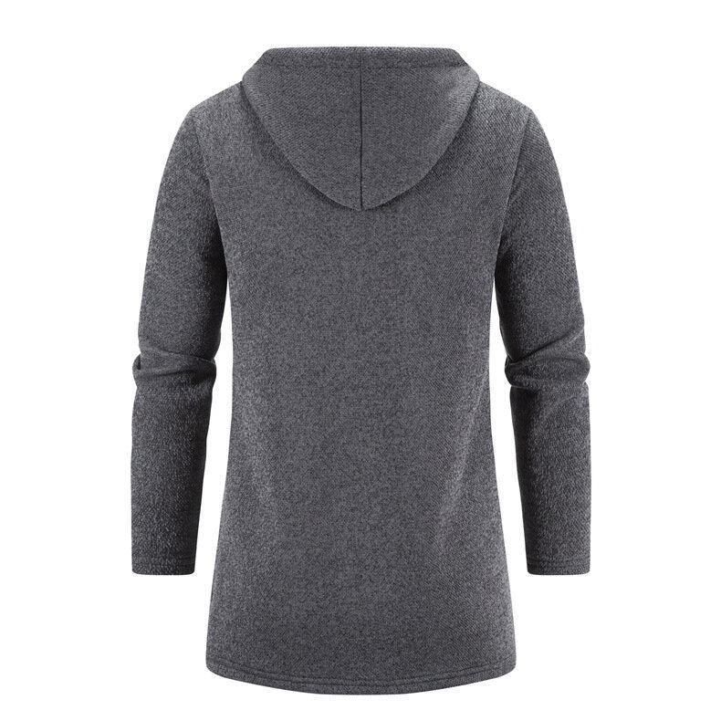 Men's Hooded Zipper Sweater Cardigan Fleece Jacket Outwear