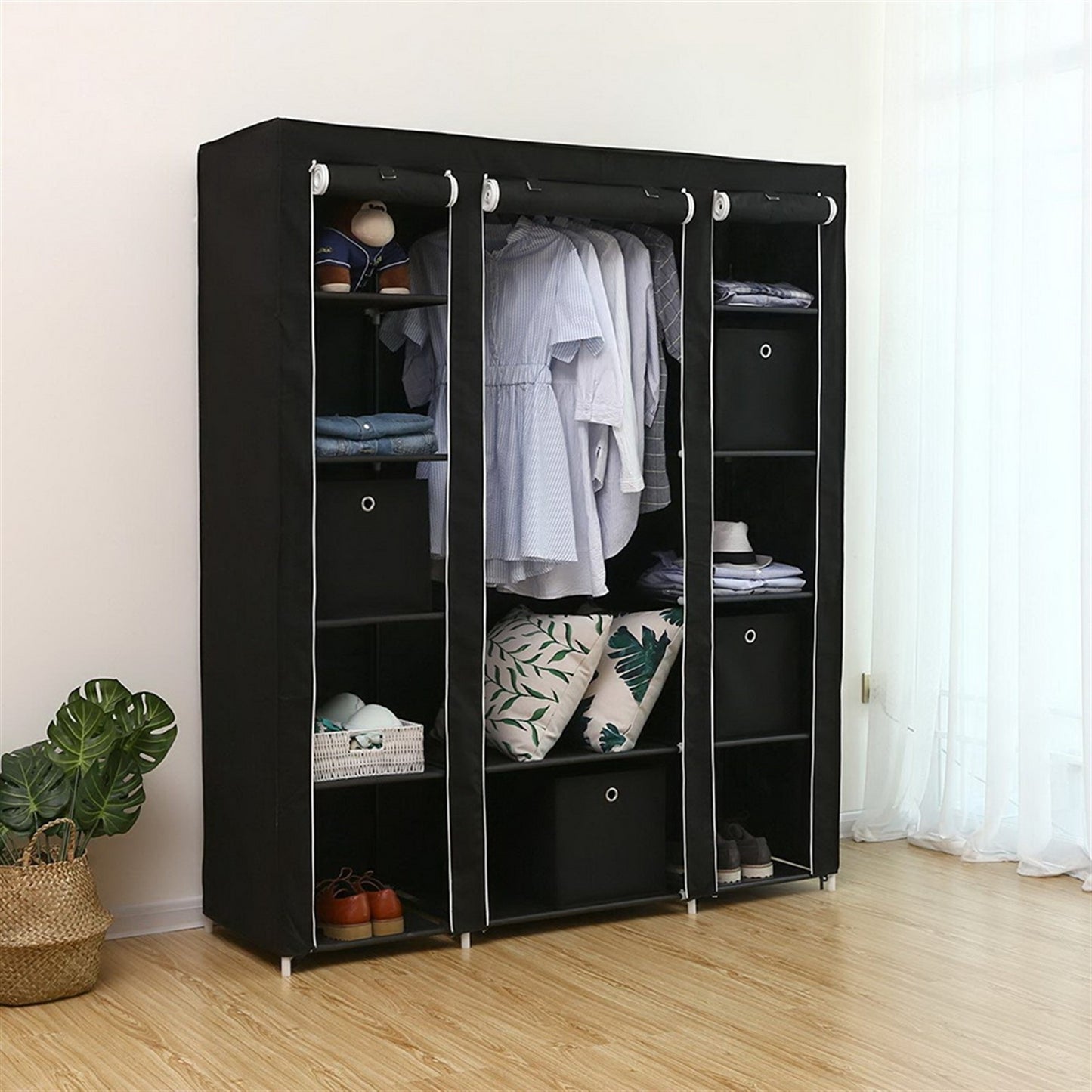 69" Portable Clothes Closet Wardrobe Storage Organizer