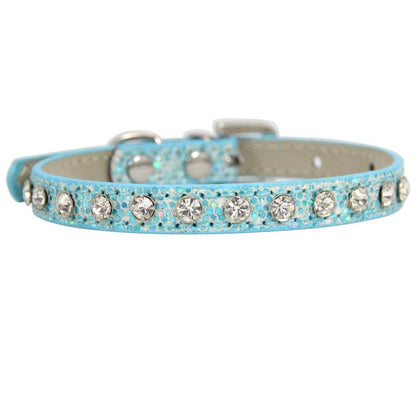 Rhinestone Cat Collar - Leather Strap