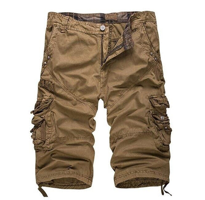 Men's Casual Short Pants Cotton Slim Multi-Pocket Cargo Shorts