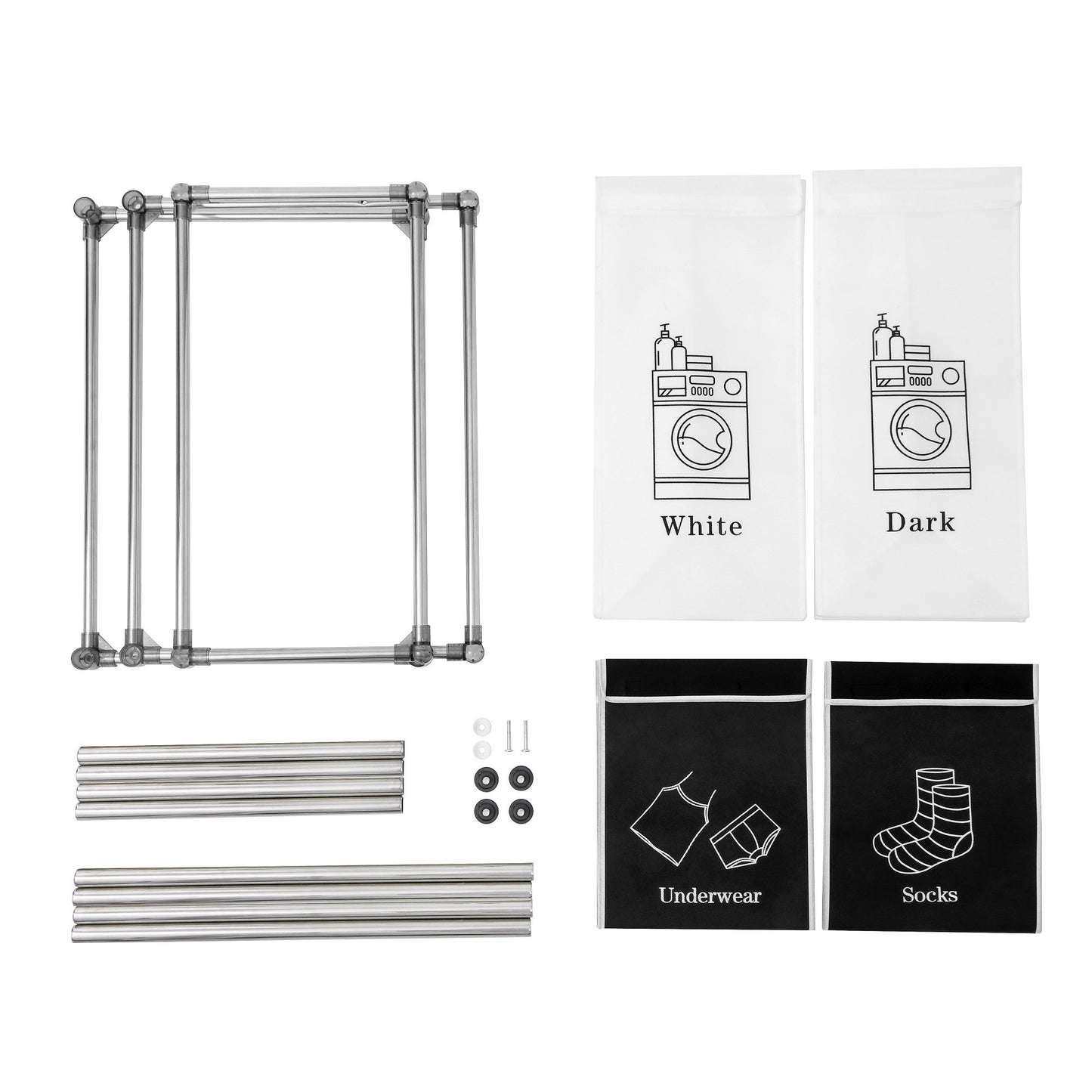 Laundry Hamper 2 Tier with 4 Removable Bags for Organizing Clothes