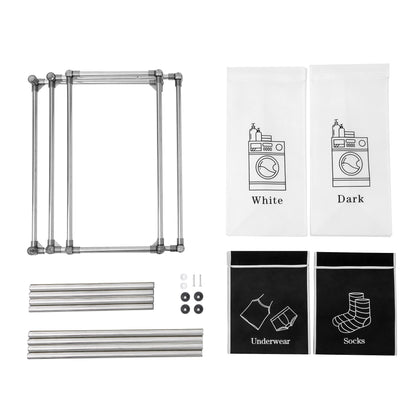 Laundry Hamper 2 Tier with 4 Removable Bags for Organizing Clothes