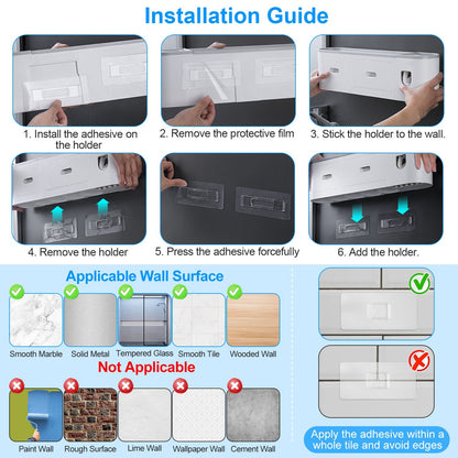 Multifunctional Wall Mount Toothbrush - Rack Organizer - Toothpaste Dispenser