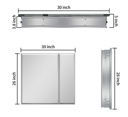 30*26-inch Medicine cabinet with Mirror