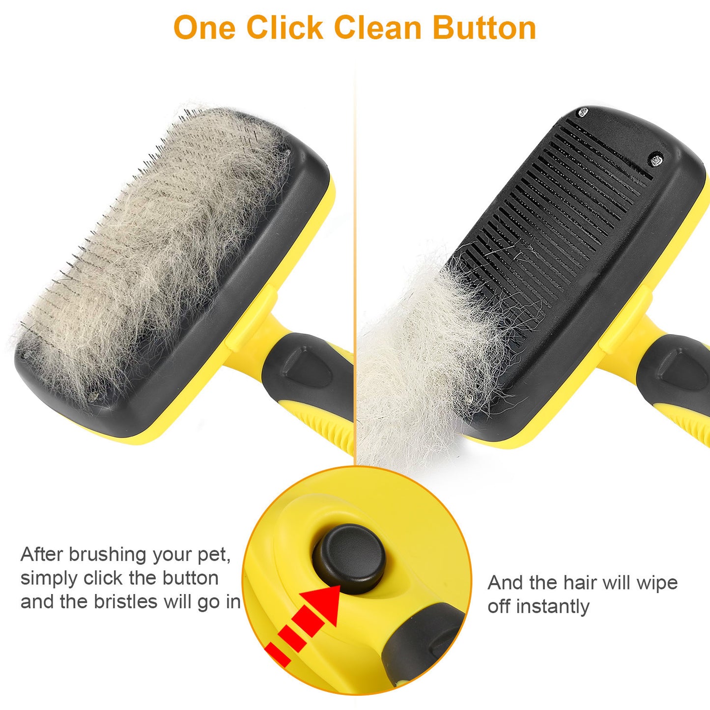 Self-Cleaning Slicker Brush-Pets Grooming Shedding-Hair Grooming Remover