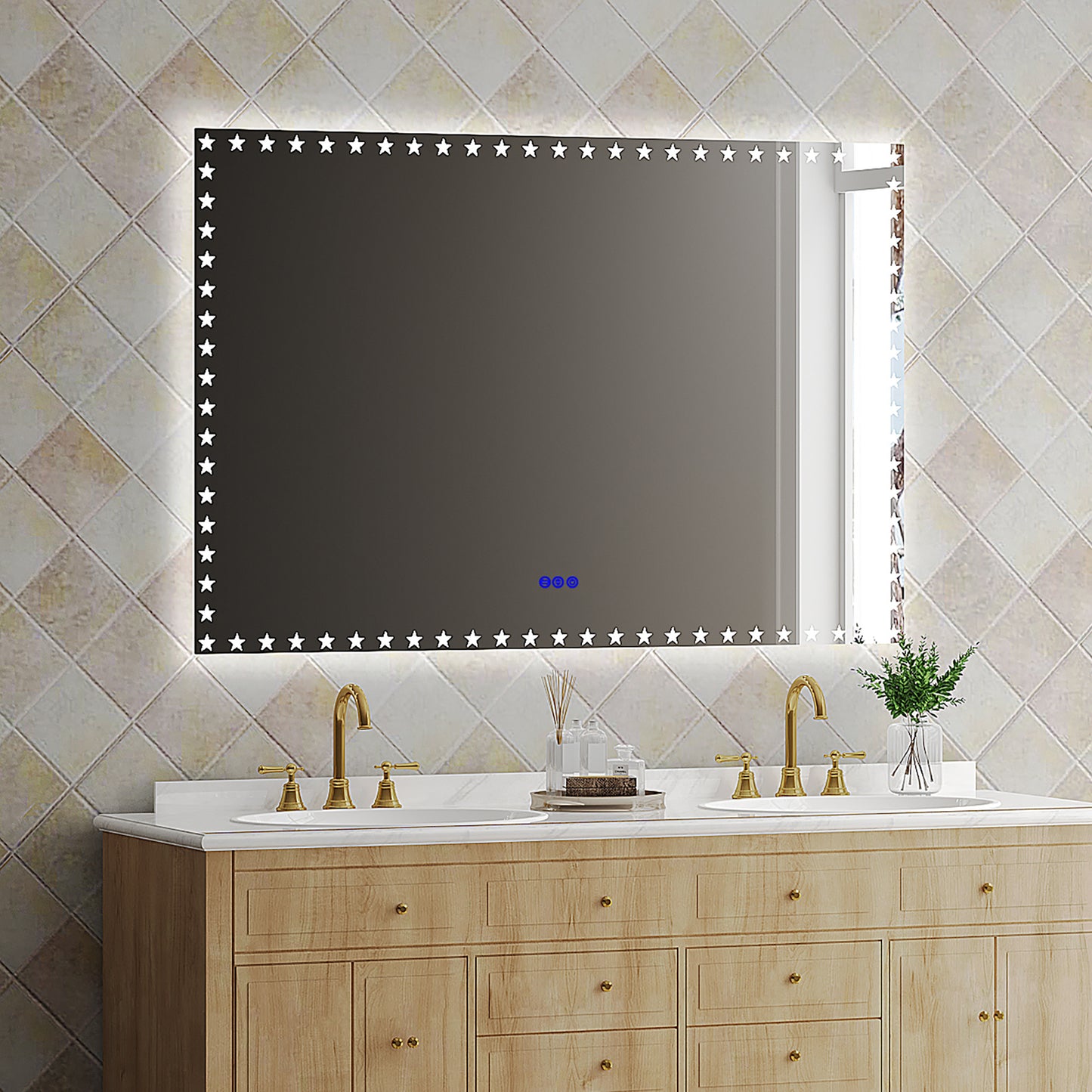 60X40 inch LED Bathroom Mirror with Lights Backlit RGB Color Changing Lighted Mirror