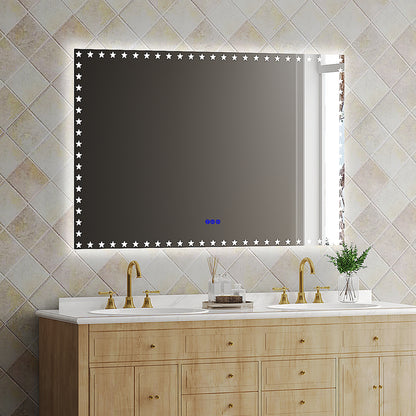 60X40 inch LED Bathroom Mirror with Lights Backlit RGB Color Changing Lighted Mirror