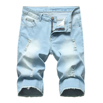 Men's Denim Shorts Ripped Distressed Straight Fit
