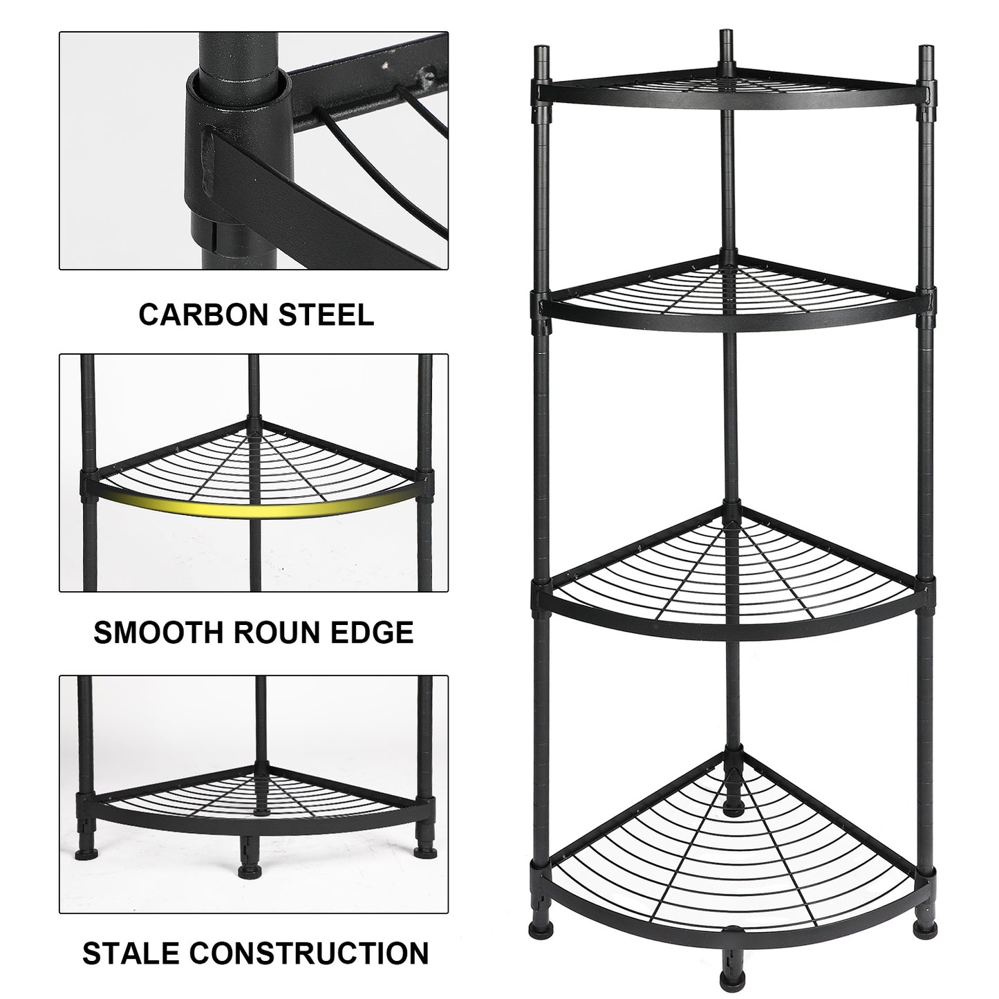 4 Tier Corner Display Rack Multipurpose Metal Shelving Unit