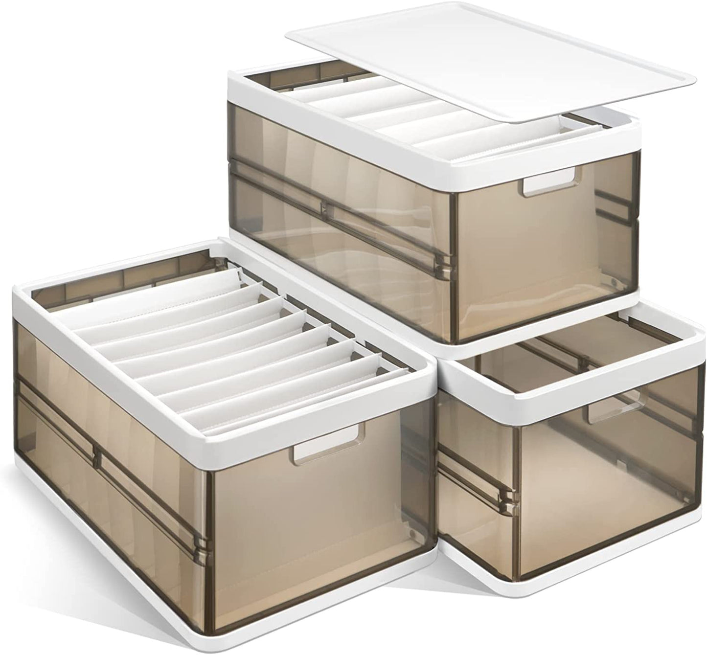 3 Pack Foldable Storage Bin with Lid - Stackable
