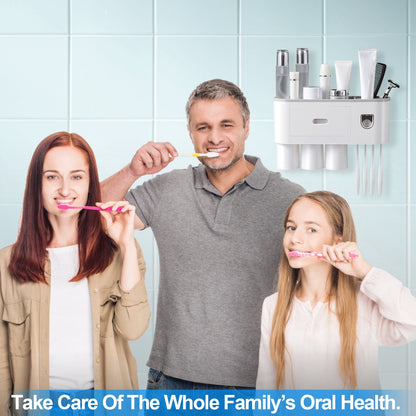 Multifunctional Wall Mount Toothbrush - Rack Organizer - Toothpaste Dispenser