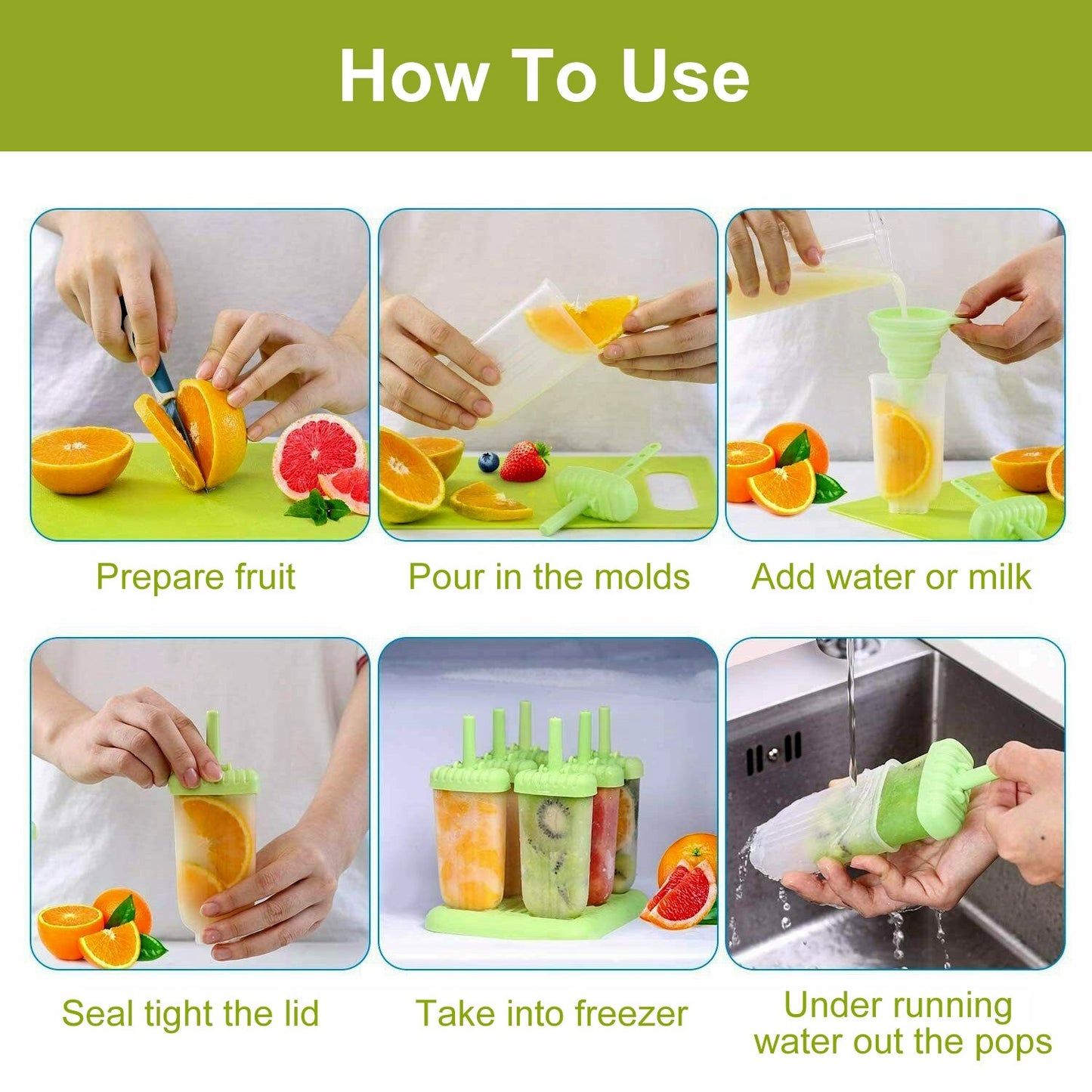 Popsicle Molds - Reusable Ice Cream DIY Ice Pop Maker