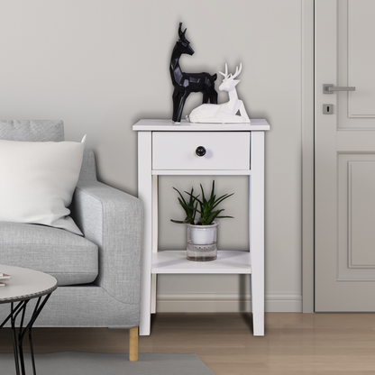 White Floor-standing Storage Table with a Drawer