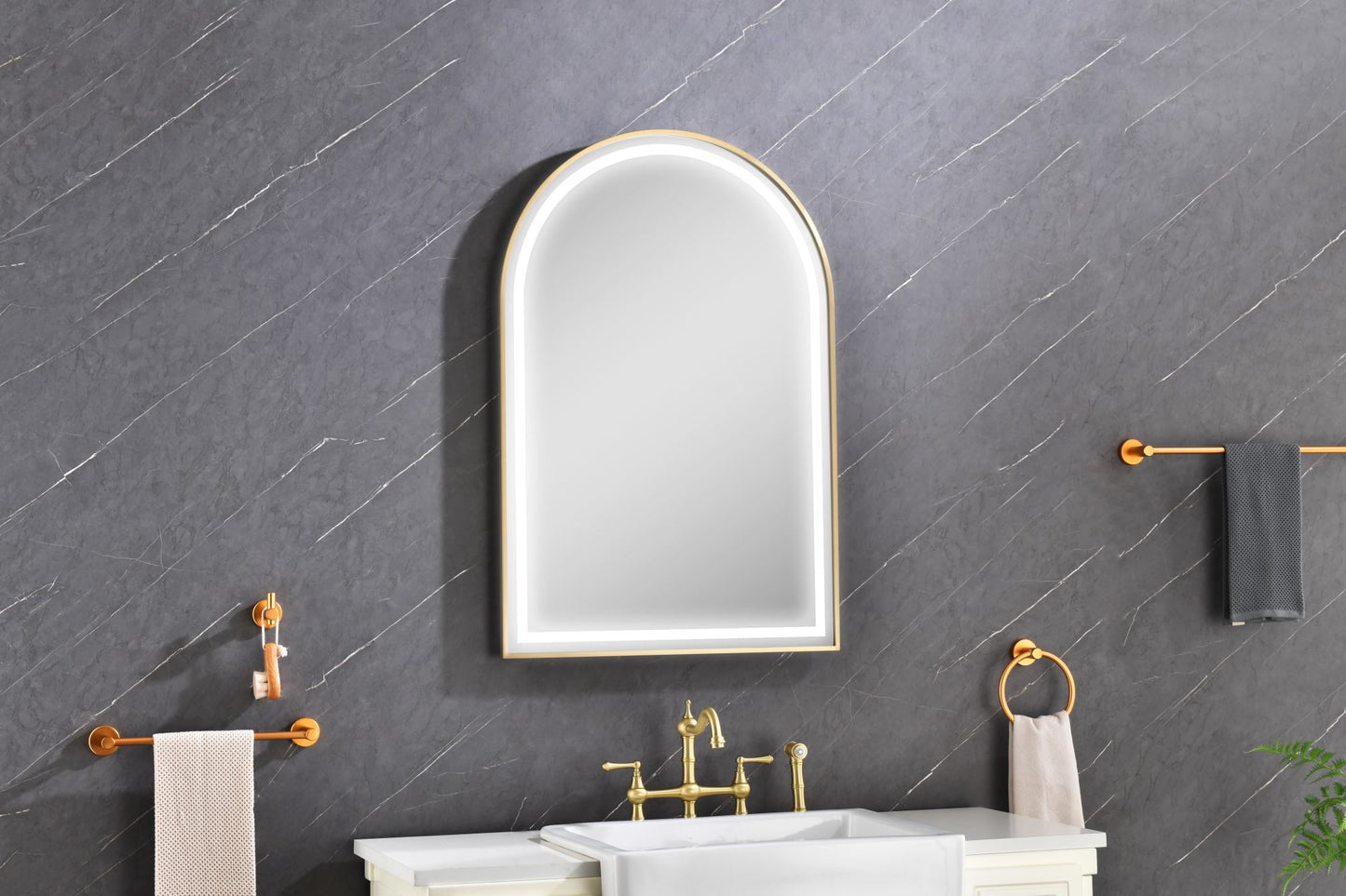 39in. W x 26in. H Oversized Rectangular Framed LED Mirror Anti-Fog Dimmable Wall Mount Bathroom Vanity Mirror Wall Mirror Kit For Gym And Dance Studio