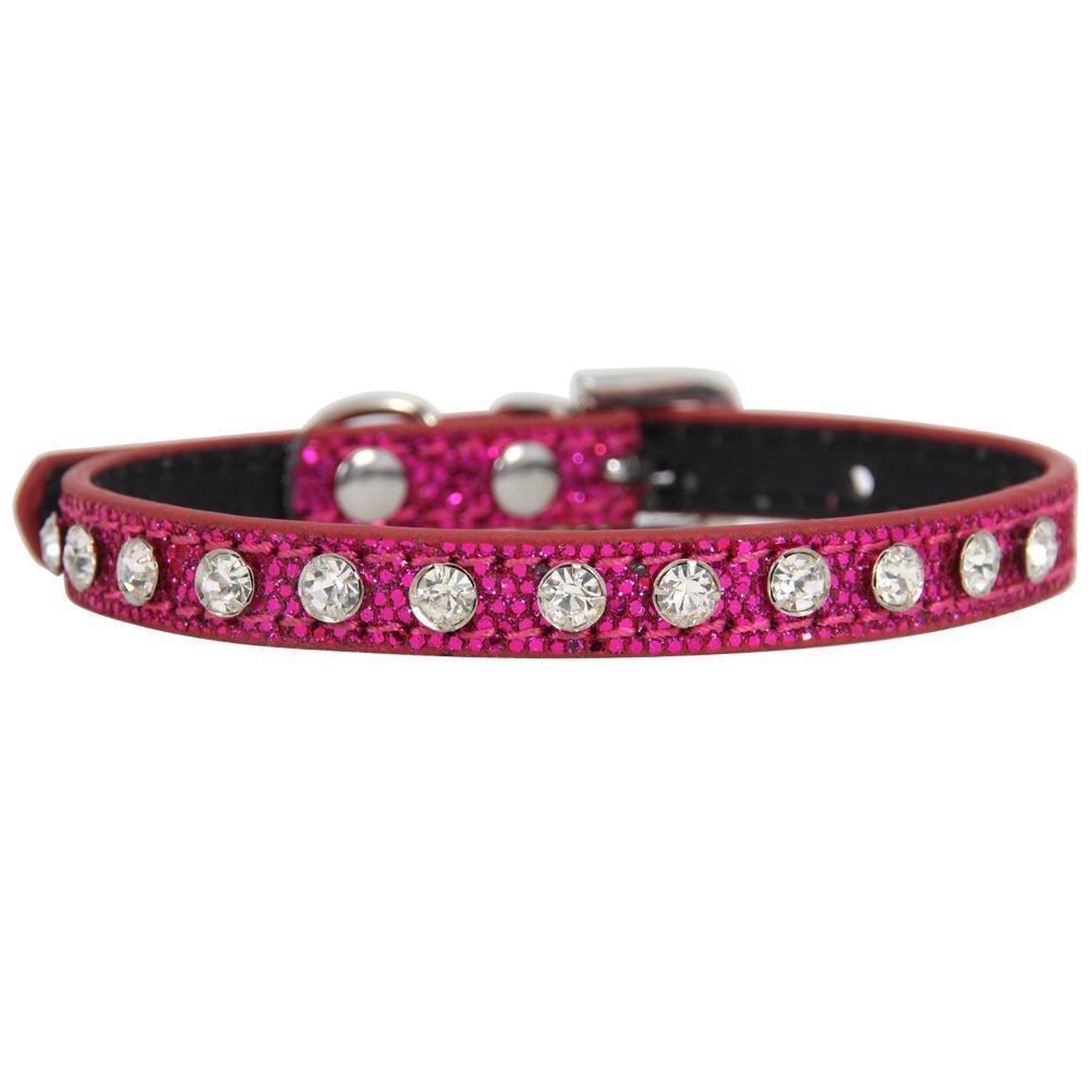 Rhinestone Cat Collar - Leather Strap