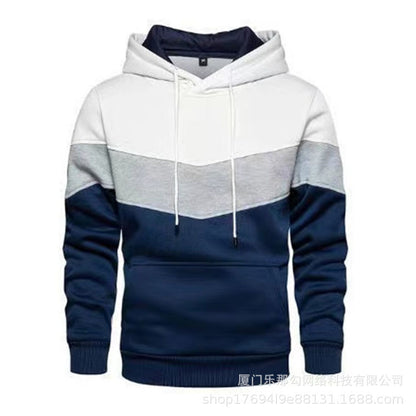New men's fleece sweater splicing Hoodie autumn winter leisure sports sweater Plush casual coat
