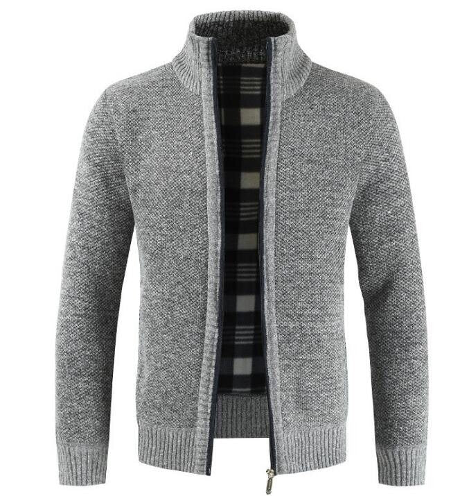 Men's Sweaters Casual Slim Full Zip Thick Knitted Cardigan Warm Sweaters