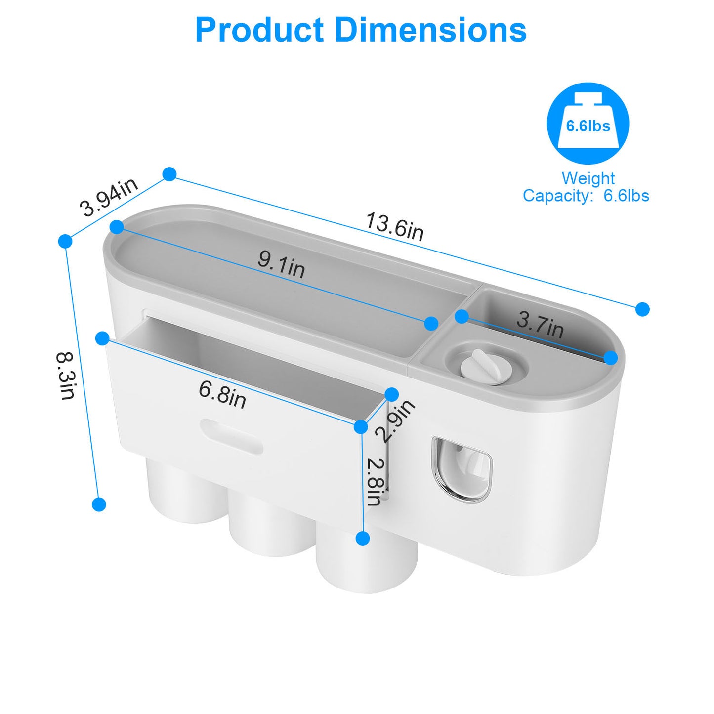 Multifunctional Wall Mount Toothbrush - Rack Organizer - Toothpaste Dispenser