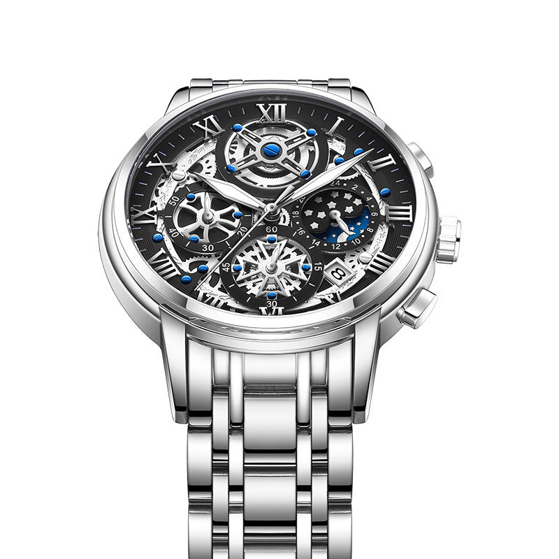 Quartz Watch Multi-Function Waterproof Hollowed