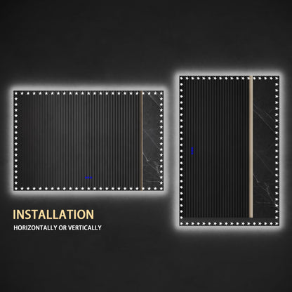 60X40 inch LED Bathroom Mirror with Lights Backlit RGB Color Changing Lighted Mirror