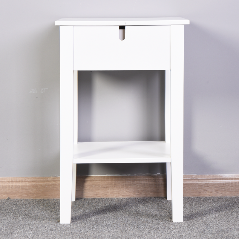 White Floor-standing Storage Table with a Drawer