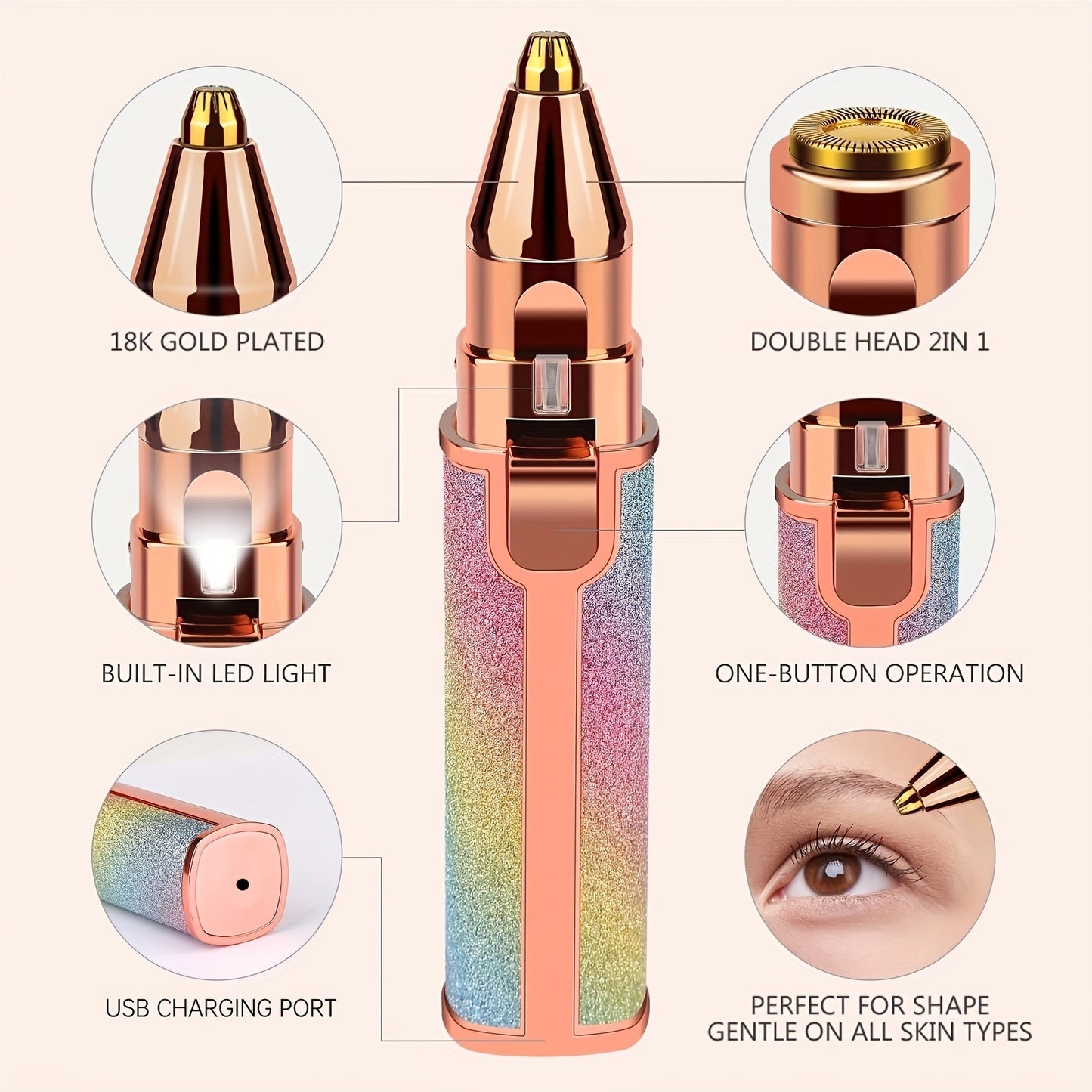 Eyebrow Razor - Painless and Precision Facial Hair Removal with Built-in LED Light