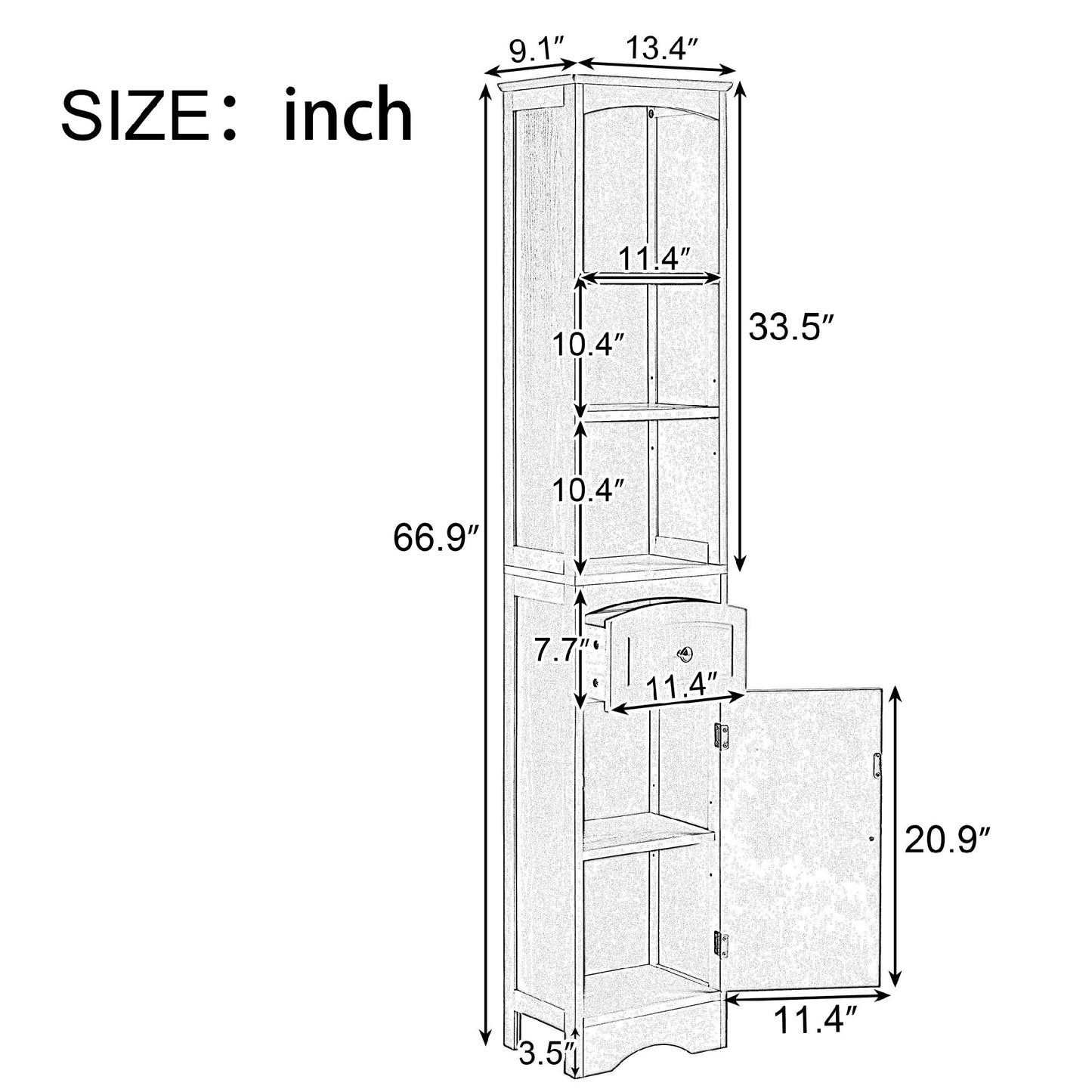 Tall Bathroom Cabinet - Adjustable Shelf