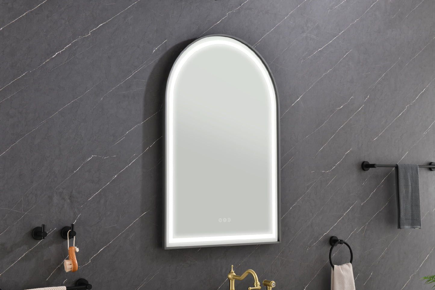 39in. W x 26in. H Oversized Rectangular Framed LED Mirror Anti-Fog Dimmable Wall Mount Bathroom Vanity Mirror Wall Mirror Kit For Gym And Dance Studio