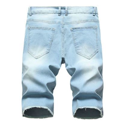 Men's Denim Shorts Ripped Distressed Straight Fit