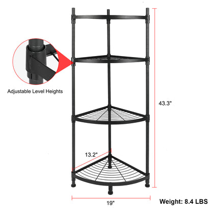 4 Tier Corner Display Rack Multipurpose Metal Shelving Unit