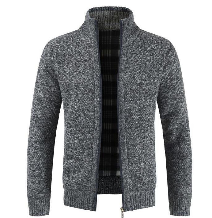 Men's Sweaters Casual Slim Full Zip Thick Knitted Cardigan Warm Sweaters