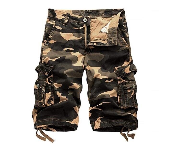 Men's Cotton Relaxed Fit Outdoor Camouflage Camo Cargo Shorts