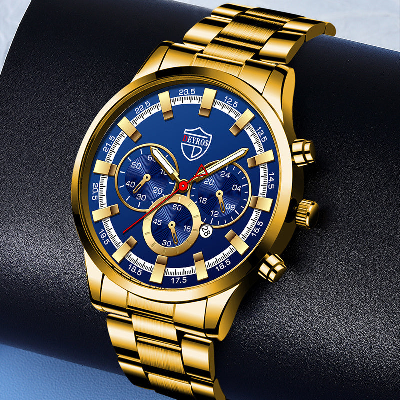 Sports Gold Stainless - Steel Quartz Wristwatch