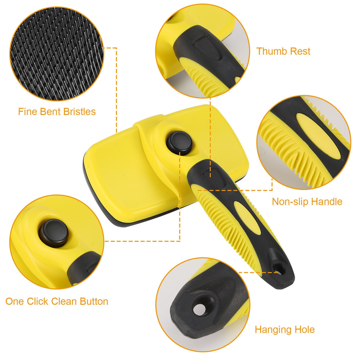 Self-Cleaning Slicker Brush-Pets Grooming Shedding-Hair Grooming Remover