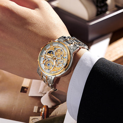 Quartz Watch Multi-Function Waterproof Hollowed