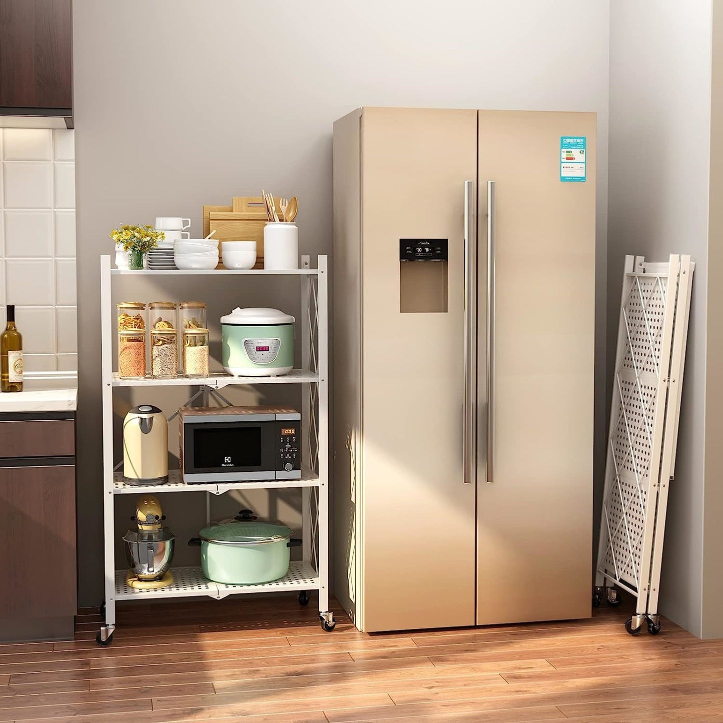 Metal Storage Shelving Unit Collapsible - for Kitchen Bathroom
