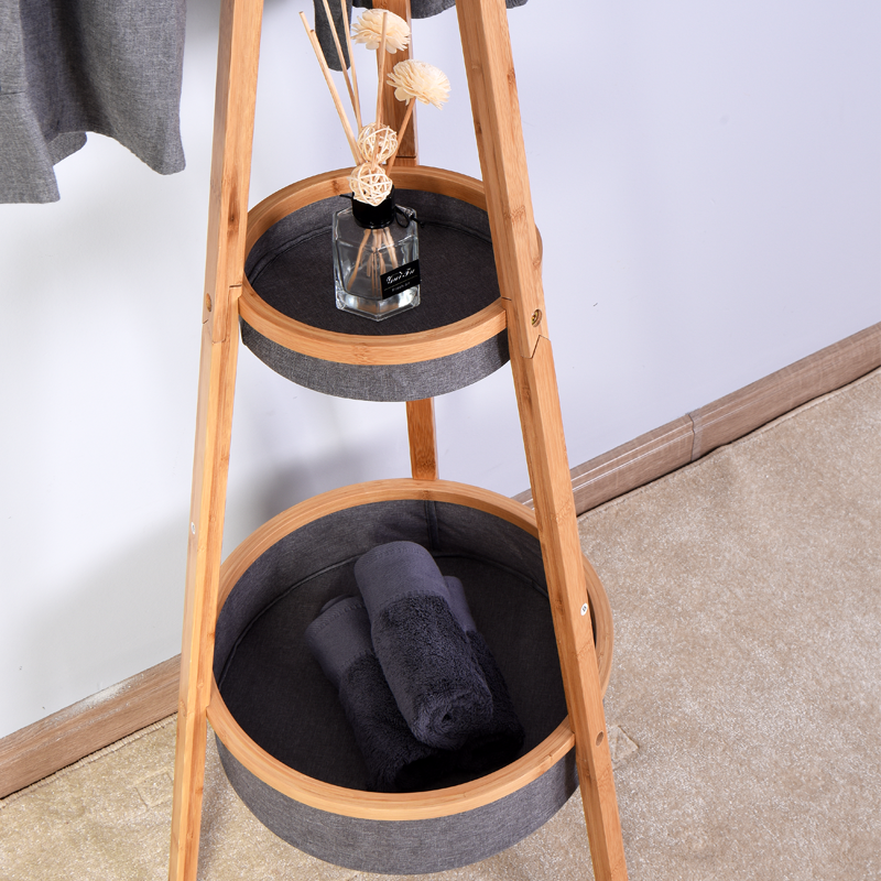 Bamboo Living Room Coat Rack with Storage
