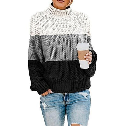 Women's Turtleneck Chunky Knit Oversized Sweater Pullover