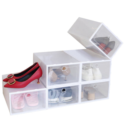 6Pc Collapsible Shoe Box Stackable Shoe Storage