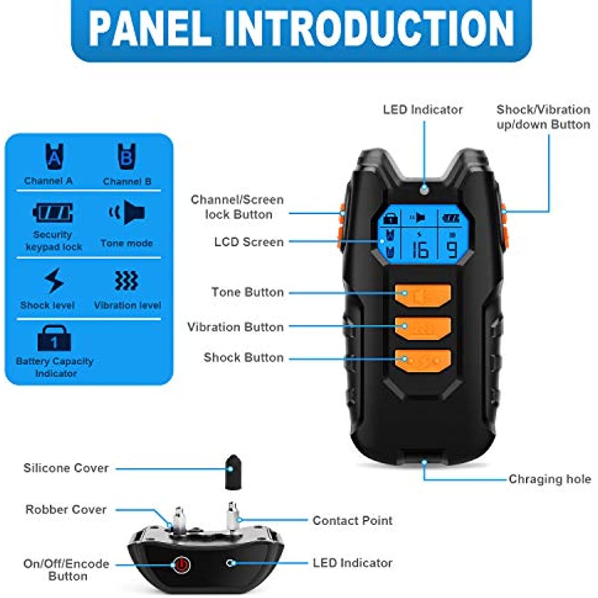 Dog Training Collar; Rechargeable Dog Shock Collar; 3 Modes