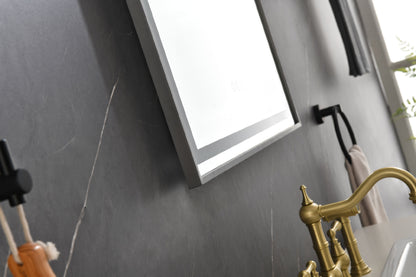 39in. W x 26in. H Oversized Rectangular Framed LED Mirror Anti-Fog Dimmable Wall Mount Bathroom Vanity Mirror Wall Mirror Kit For Gym And Dance Studio